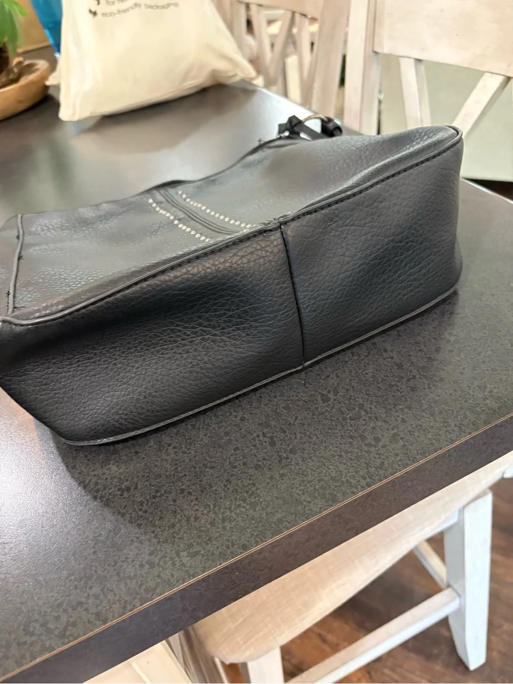 MONTANA WEST Black Pebbled Leather Hobo with Stud Detailing